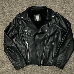 Gap Kids Vegan-Leather Moto Jacket Faux Fur Lined